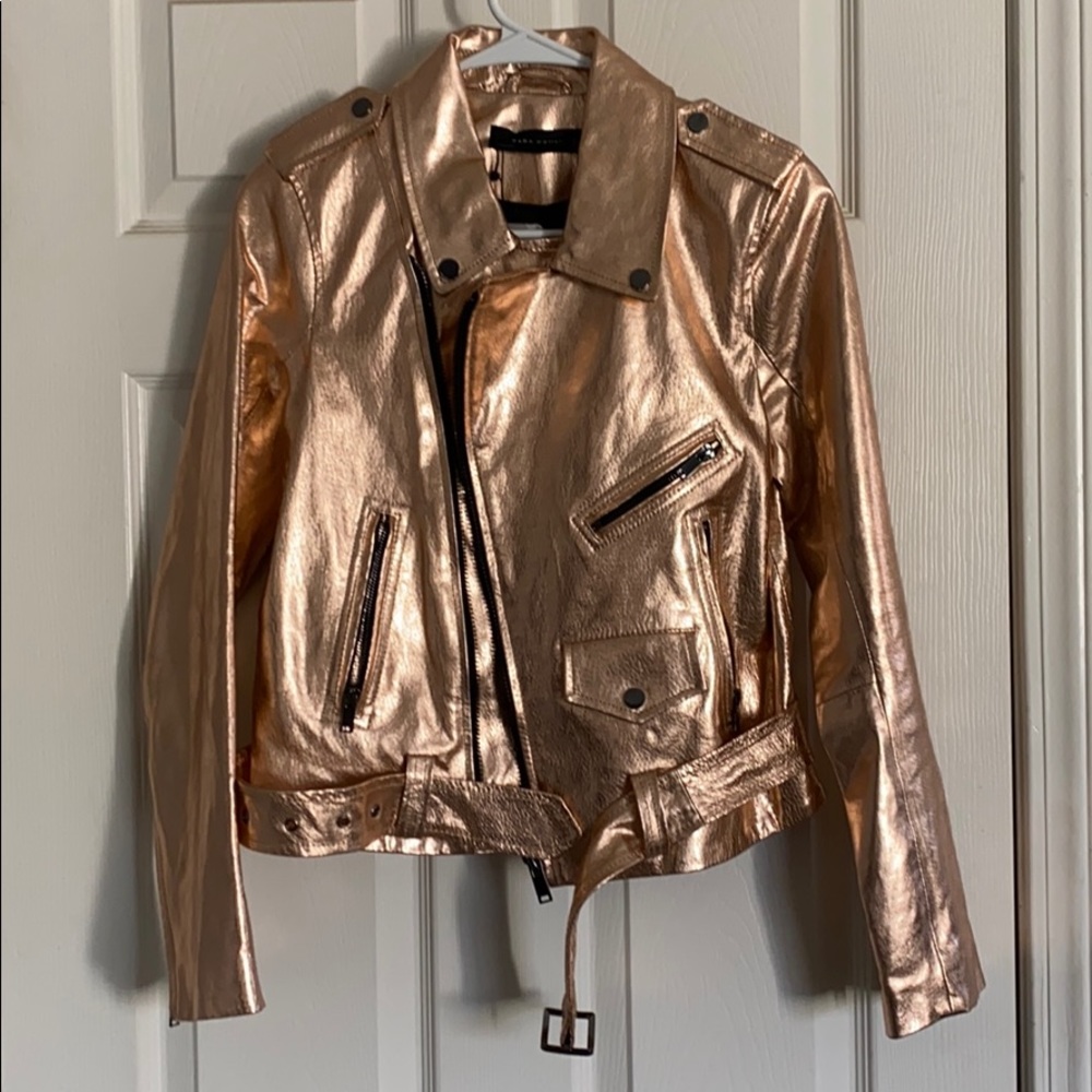 Zara metallic leather jacket
